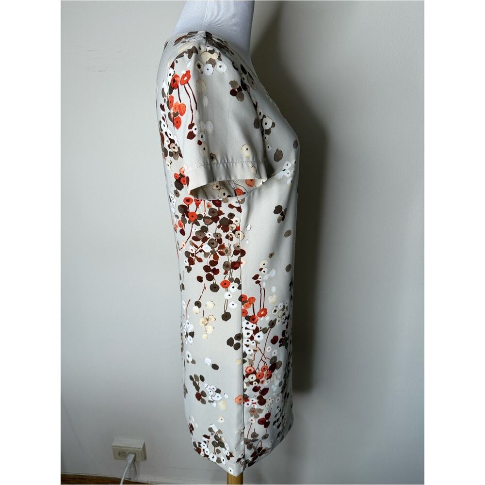 Benetton Gray Floral Short Sleeve Shift Mini Dress - Picture 3 of 6